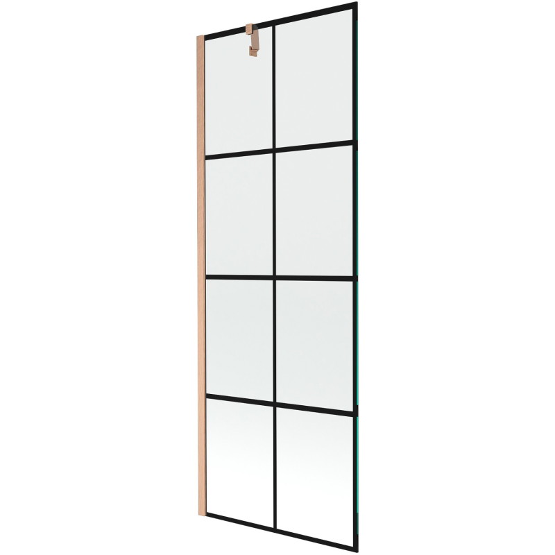 Mexen Next jednokrilni paravan za kadu 70 x 150 cm, crna rešetka, brušena bakar - 895-070-000-00-77-65