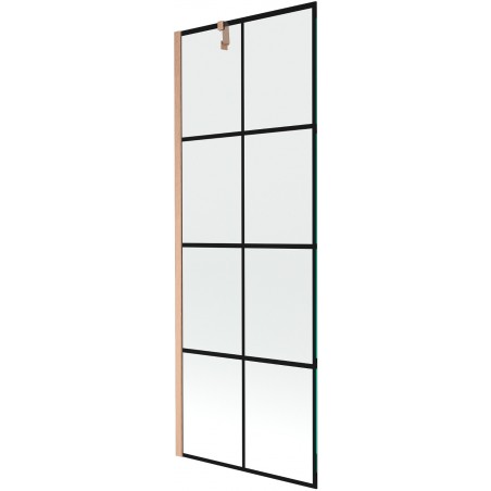 Mexen Next jednokrilni paravan za kadu 70 x 150 cm, crna rešetka, brušena bakar - 895-070-000-00-77-65