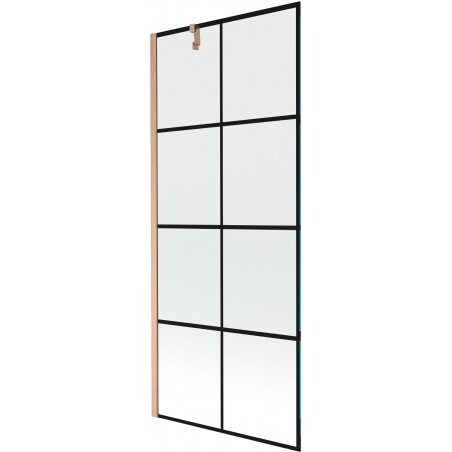 Mexen Next duschvägg 1-vikdörr 80 x 150 cm, svart rutnät, borstad koppar - 895-080-000-00-77-65