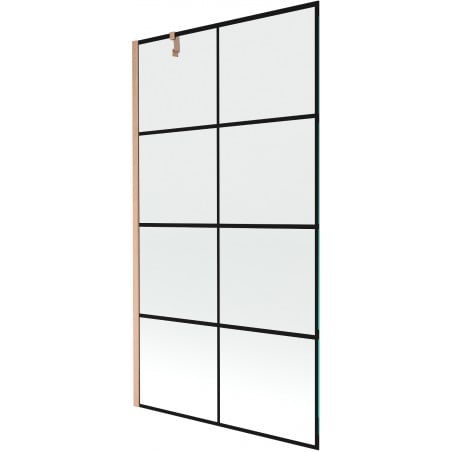 Mexen Next Duschwand, 1-flügelig 100 x 150 cm, schwarzes Muster, gebürstetes Kupfer - 895-100-000-00-77-65