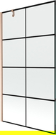 Mexen Next mampara de baño de 1 hoja 100 x 150 cm, cuadrícula negra, cobre cepillado - 895-100-000-00-77-65