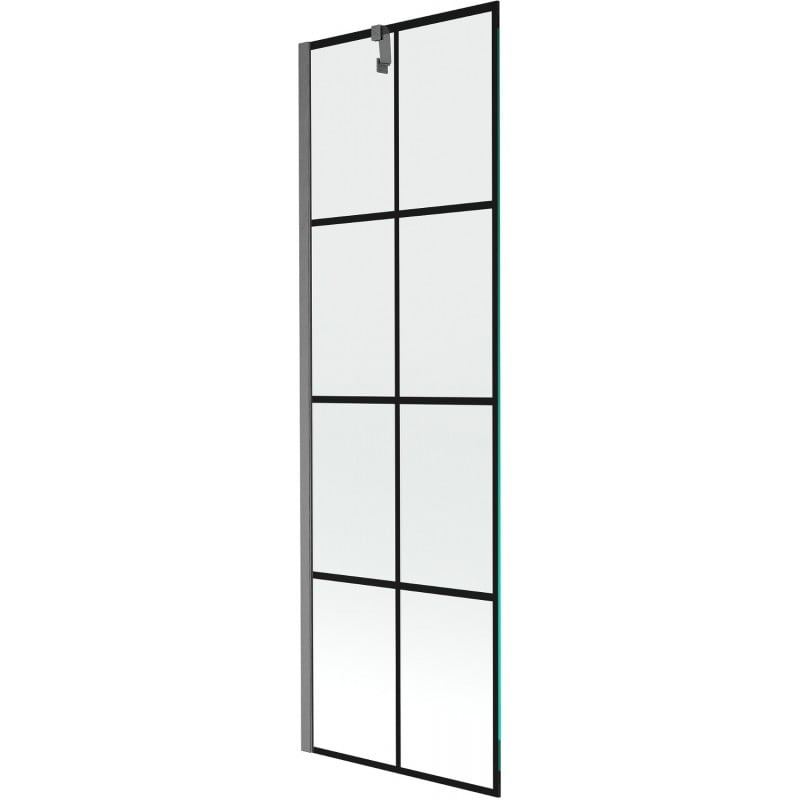 Mexen Next divisória de banho com 1 folha 60 x 150 cm, grade preta, cinza escovado - 895-060-000-00-77-66