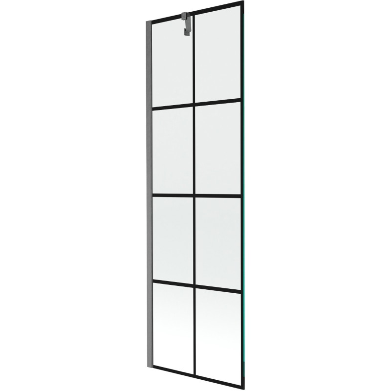 Mexen Next paravan za kadu, crna rešetka, brušeni sivi pištolj 60 x 150 cm, 1-krilni - 895-060-000-00-77-66