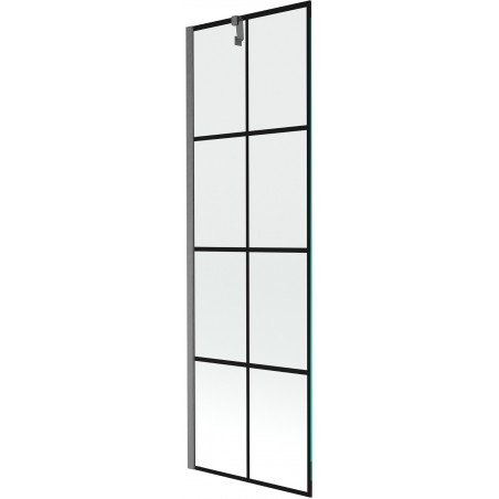 Mexen Next enkel vikbar duschvägg 60 x 150 cm, svart rutnät, borstad gun gray - 895-060-000-00-77-66