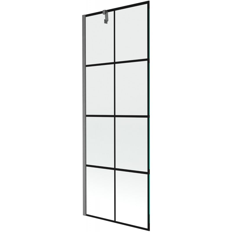 Mexen Next parawan nawannowy 1-skrzydłowy 70 x 150 cm, czarna kratka, gun gray szczotkowany - 895-070-000-00-77-66