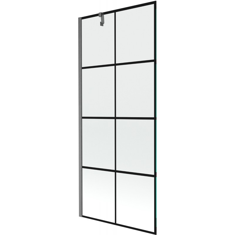 Mexen Next eeneg Duschwand, éi-Fligel, 80 x 150 cm, schwaarz Raster, gebiergte Gun Gray - 895-080-000-00-77-66