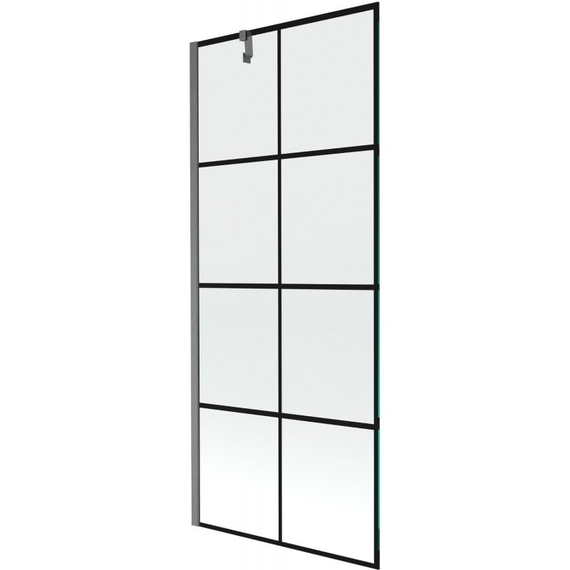 Mexen Next einteilige Badewannenabtrennung 80 x 150 cm, schwarzes Muster, gebürstetes Gun Gray - 895-080-000-00-77-66