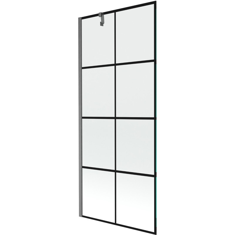 Mexen Next vanniparavann, 1-osaline, 80 x 150 cm, must ruudustik, harjatud kahur-hall - 895-080-000-00-77-66