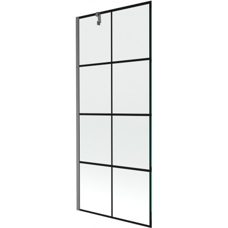 Mexen Next einteilige Badewannenabtrennung 80 x 150 cm, schwarzes Muster, gebürstetes Gun Gray - 895-080-000-00-77-66