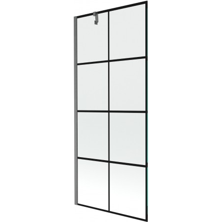Mexen Next parawan nawannowy 1-skrzydłowy 80 x 150 cm, czarna kratka, gun gray szczotkowany - 895-080-000-00-77-66