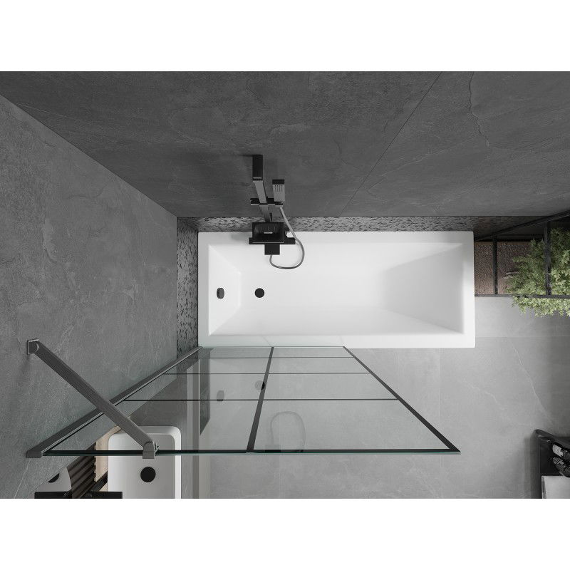 Mexen Next badwand 1-delig 90 x 150 cm, zwart raster, gun gray geborsteld - 895-090-000-00-77-66