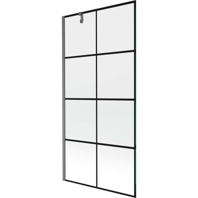 Mexen Next paravan za kadu s jednim krilom 90 x 150 cm, crna rešetka, brušena pištoljska siva - 895-090-000-00-77-66