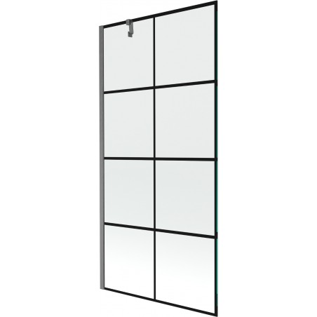 Mexen Next Duschschutzwand 1-flillek 90 x 150 cm, schwaarz Karéiert, Gun Gray gestraift - 895-090-000-00-77-66