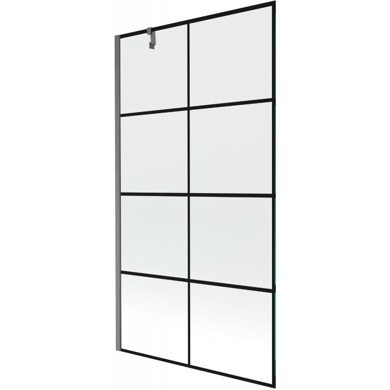 Mexen Next paratia da vasca 1-anta 100 x 150 cm, griglia nera, grigio pistola spazzolato - 895-100-000-00-77-66