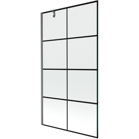 Mexen Next badwand paravent 1-deurs 100 x 150 cm, zwart raster, gun grijs geborsteld - 895-100-000-00-77-66