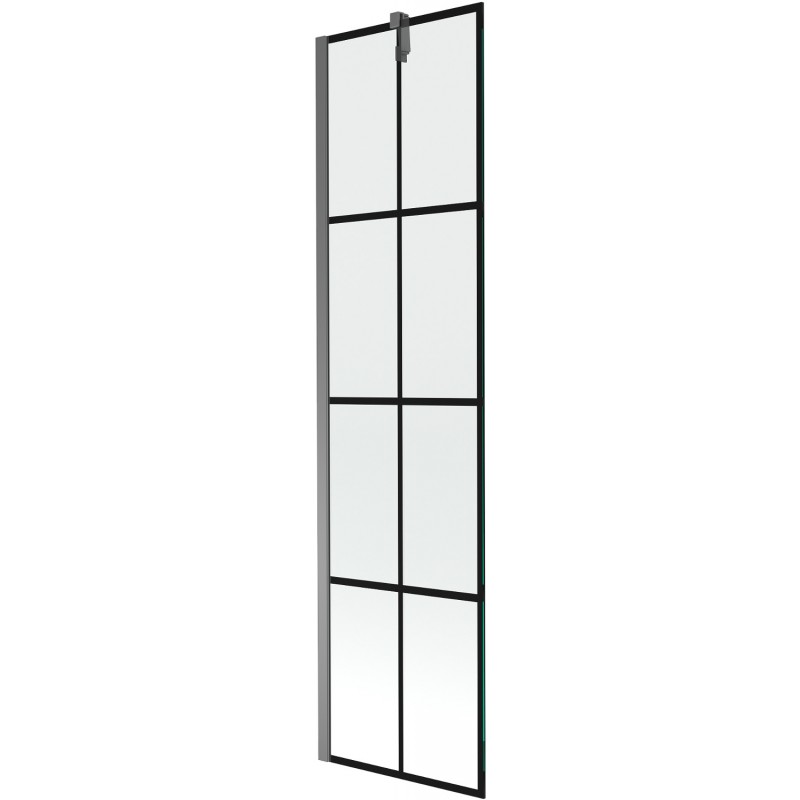 Mexen Next παραβάν μπάνιου μονόφυλλο 50 x 150 cm, μαύρη καρό, gun metal - 895-050-000-00-77-95