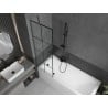Mexen Next 1-wing bath screen 60 x 150 cm, black grid, gun metal - 895-060-000-00-77-95