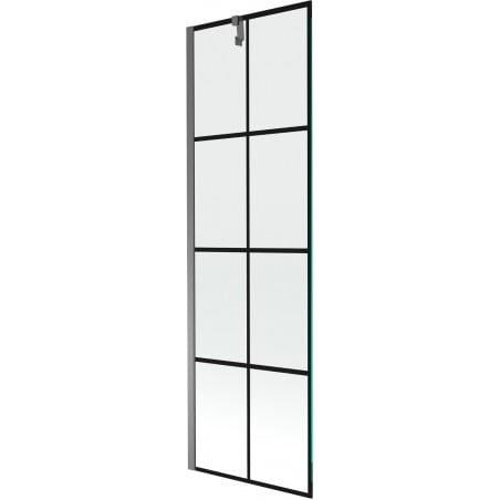 Mexen Next 1-wing bath screen 60 x 150 cm, black grid, gun metal - 895-060-000-00-77-95