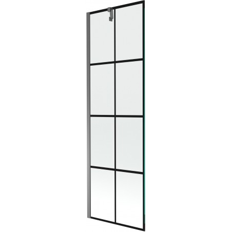 Mexen Next divisória de banho de 1 painel 60 x 150 cm, grade preta, metal gun - 895-060-000-00-77-95