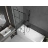 Mexen Next One-Panel Bath Screen 70 x 150 cm, Black Grid, Gun Metal - 895-070-000-00-77-95