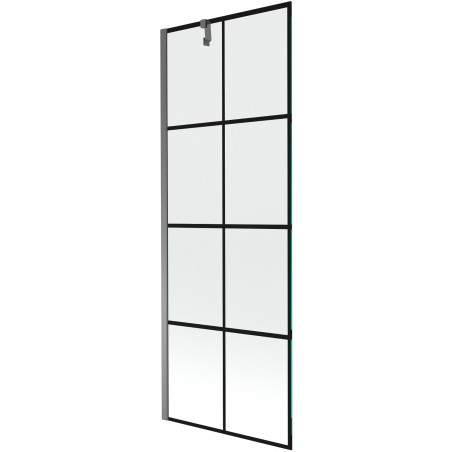 Mexen Next badwand-scherm 1-vleugelig 70 x 150 cm, zwart raster, gun metal - 895-070-000-00-77-95