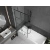 Mexen Next 1-panel bath screen 80 x 150 cm, black grid, gun metal - 895-080-000-00-77-95