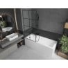 Mexen Next 1-panel bath screen 80 x 150 cm, black grid, gun metal - 895-080-000-00-77-95