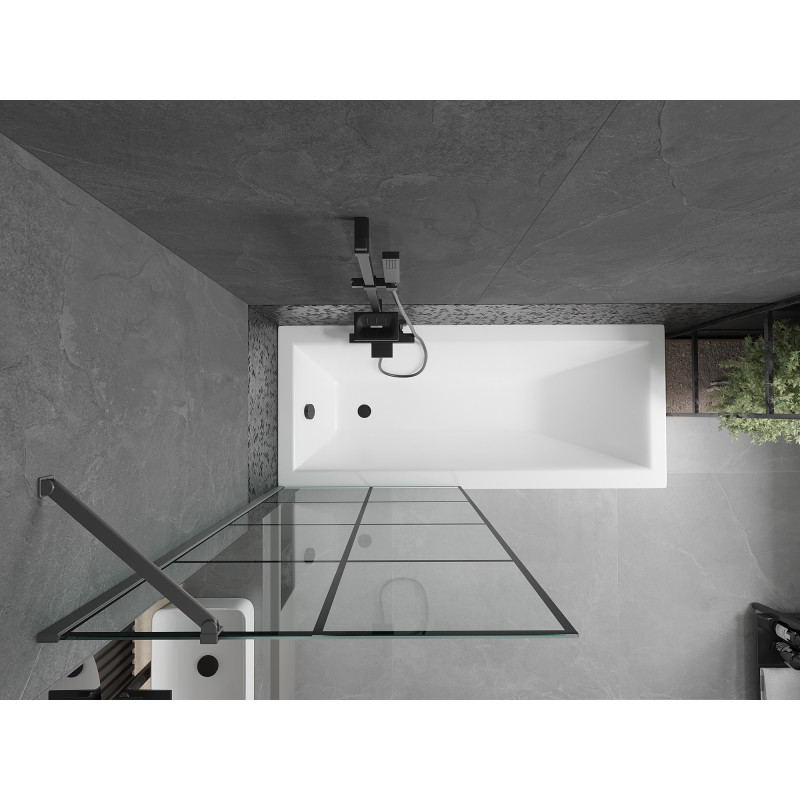 Mexen Next ühe tiivaga vanni paravan 80 x 150 cm, must ruudustik, gun metal - 895-080-000-00-77-95