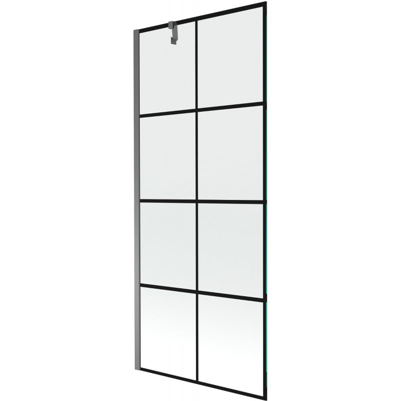 Mexen Next mampara de ducha de 1 hoja 80 x 150 cm, cuadrícula negra, metal bronceado - 895-080-000-00-77-95