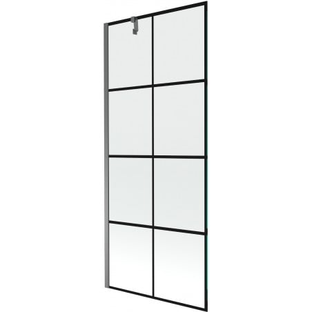 Mexen Next 1-panel bath screen 80 x 150 cm, black grid, gun metal - 895-080-000-00-77-95
