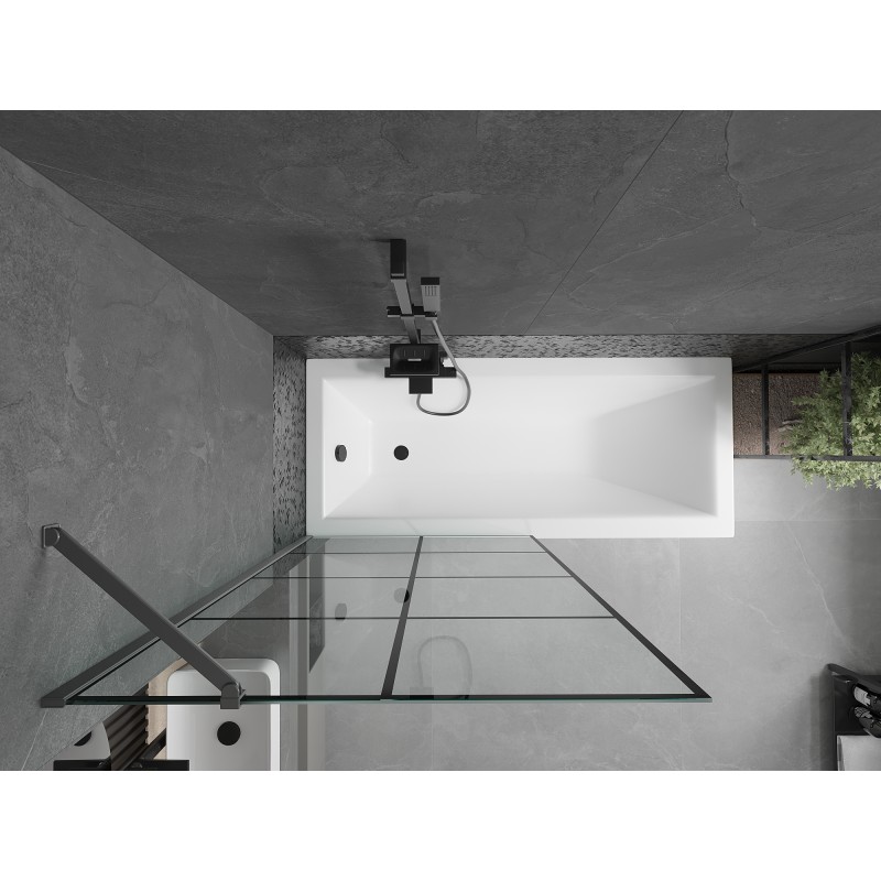 Mexen Next parawan nawannowy 1-skrzydłowy 90 x 150 cm, czarna kratka, gun metal - 895-090-000-00-77-95