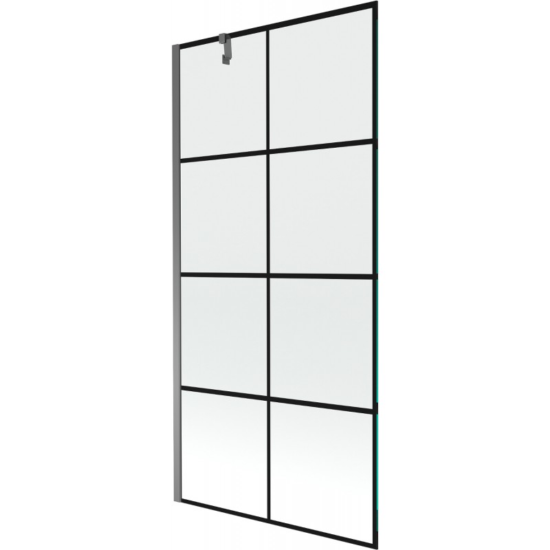 Mexen Next 1-taivutteinen suihkuseinä 90 x 150 cm, musta ruudukko, gun metal - 895-090-000-00-77-95