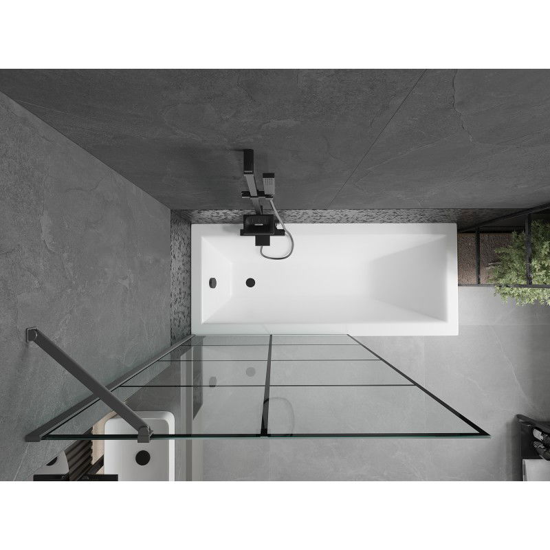 Mexen Next painel de banho de 1 folha 100 x 150 cm, grade preta, metal gun - 895-100-000-00-77-95