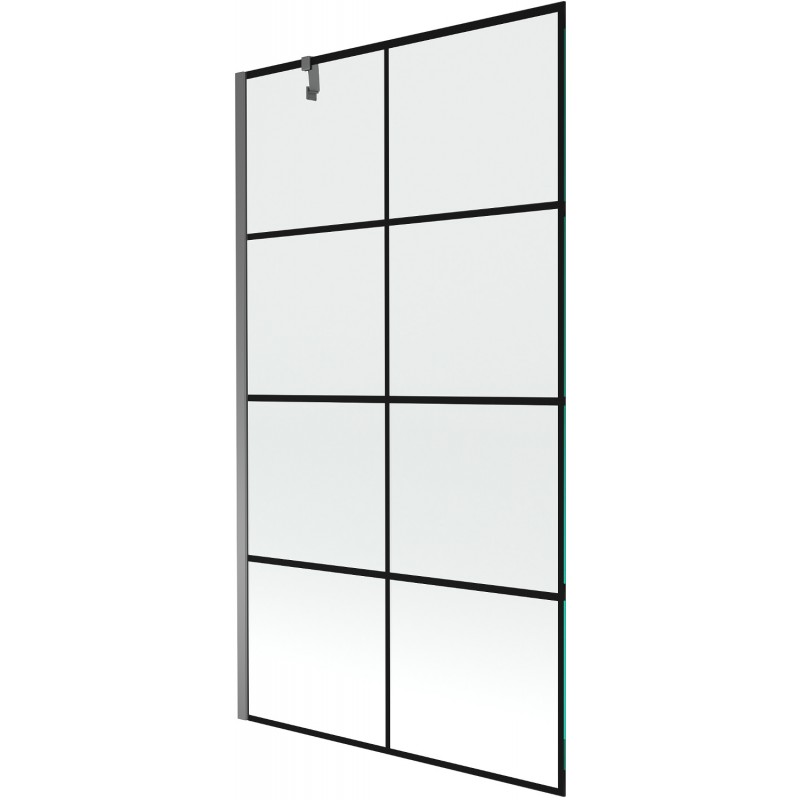 Mexen Next paroi de baignoire 1 volet 100 x 150 cm, grille noire, métal canon - 895-100-000-00-77-95