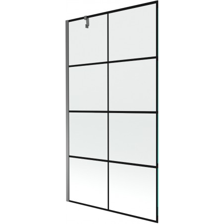 Mexen Next paroi de baignoire 1 volet 100 x 150 cm, grille noire, métal canon - 895-100-000-00-77-95