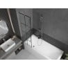 Mexen Next einteilige Badewannenabtrennung 50 x 150 cm, schwarzes Muster, gebürsteter Nickel - 895-050-000-00-77-97