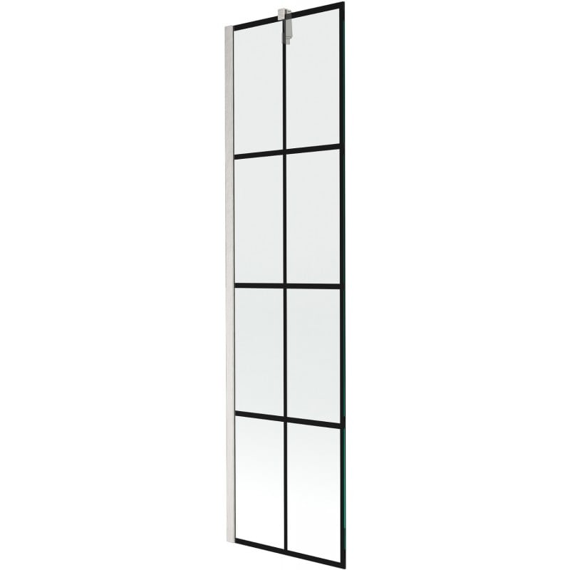 Mexen Next einteilige Badewannenabtrennung 50 x 150 cm, schwarzes Muster, gebürsteter Nickel - 895-050-000-00-77-97