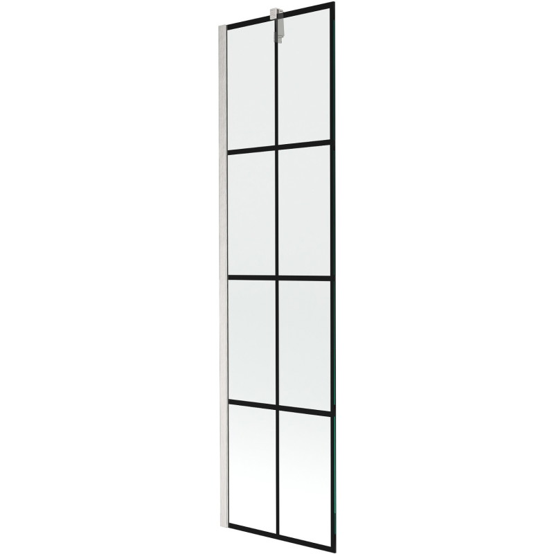 Mexen Next jednokrilni paravan za kadu 50 x 150 cm, crna rešetka, brušeni nikal - 895-050-000-00-77-97