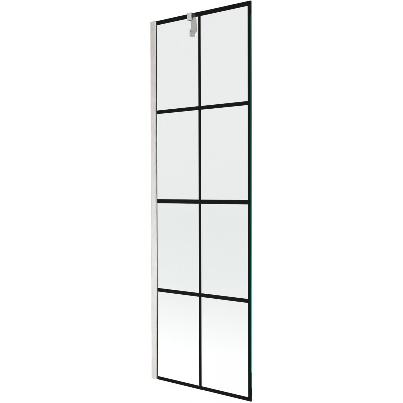 Mexen Next parawan nawannowy 1-skrzydłowy 60 x 150 cm, czarna kratka, nikiel szczotkowany - 895-060-000-00-77-97