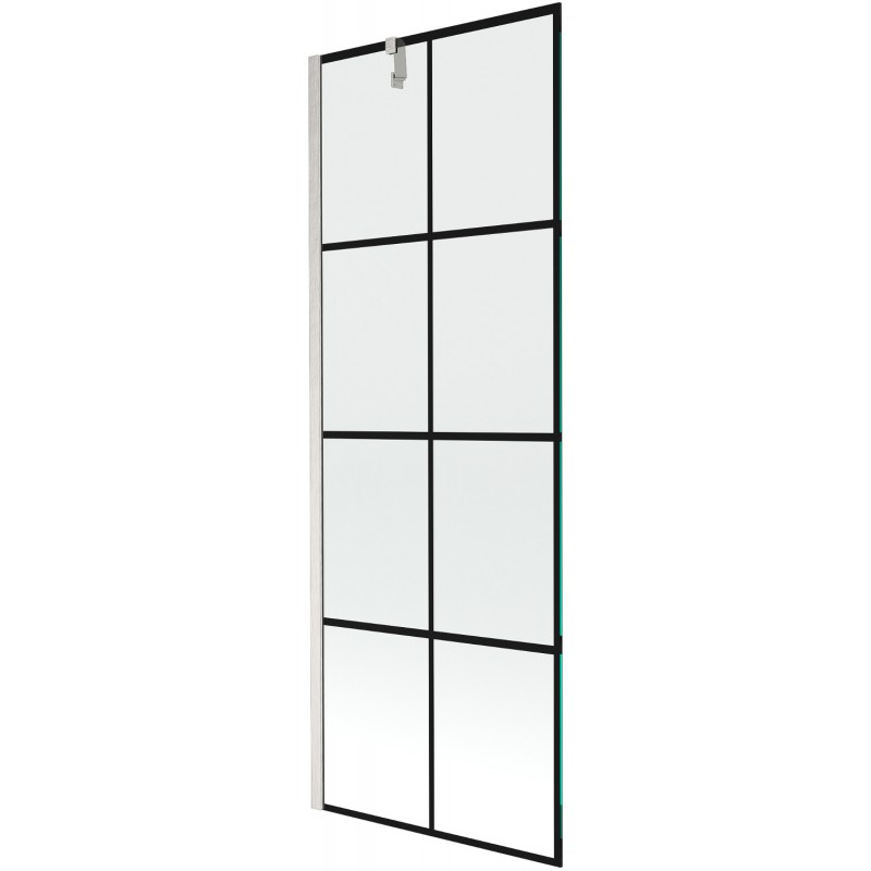 Mexen Next badscherm 1-vleugelig 70 x 150 cm, zwart raster, geborsteld nikkel - 895-070-000-00-77-97
