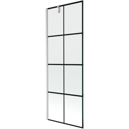 Mexen Next badscherm 1-vleugelig 70 x 150 cm, zwart raster, geborsteld nikkel - 895-070-000-00-77-97