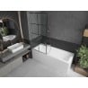 Mexen Next Duschabtrennung für die Badewanne 1-flügelig 80 x 150 cm, schwarzes Muster, gebürsteter Nickel - 895-080-000-00-77-97