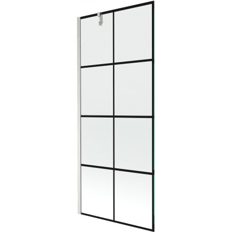Mexen Next Duschabtrennung für die Badewanne 1-flügelig 80 x 150 cm, schwarzes Muster, gebürsteter Nickel - 895-080-000-00-77-97