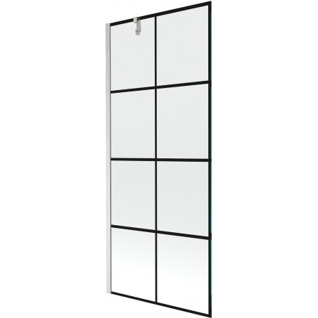Mexen Next vannitoa paravan, 1-ukseline, 80 x 150 cm, must ruudustik, harjatud nikkel - 895-080-000-00-77-97