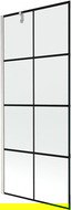 Mexen Next badwand scherm 1-deurs 80 x 150 cm, zwart raster, geborsteld nikkel - 895-080-000-00-77-97