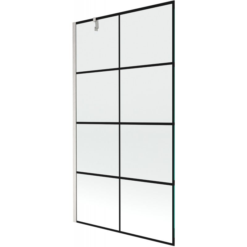Mexen Next Wannenschirm, 1-flügelig, 100 x 150 cm, schwarzes Muster, gebürstetes Nickel - 895-100-000-00-77-97
