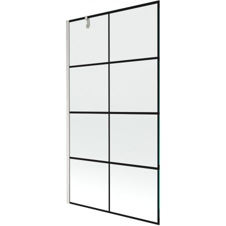 Mexen Next Wannenschirm, 1-flügelig, 100 x 150 cm, schwarzes Muster, gebürstetes Nickel - 895-100-000-00-77-97