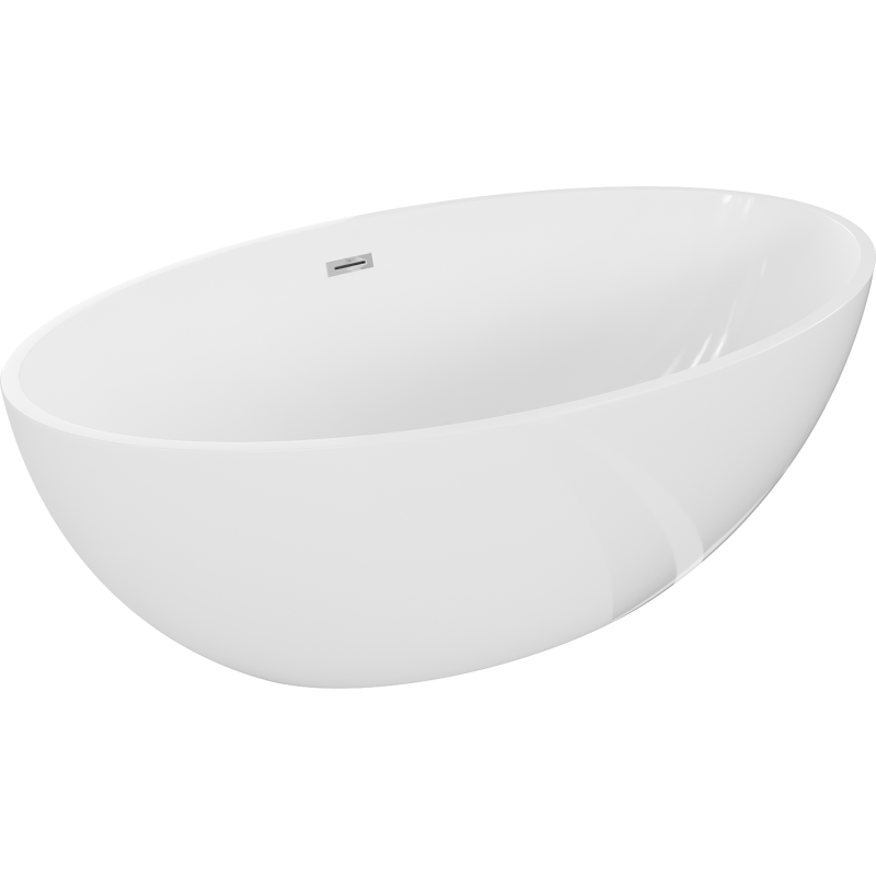 Mexen Nike freistehende Badewanne 175 x 100 cm, weiß, Überlauf chrom - 54071751000-01
