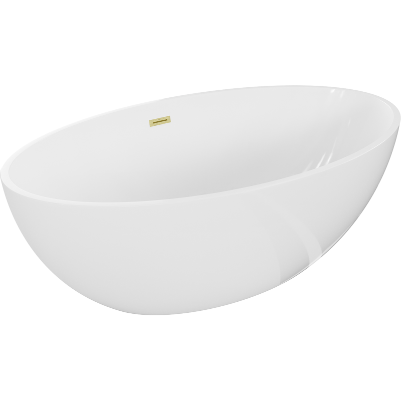 Mexen Nike vrijstaande badkuip 175 x 100 cm, wit, goud geborstelde overloop - 54071751000-55
