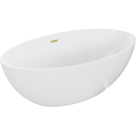 Mexen Nike freistehende Badewanne 175 x 100 cm, weiß, Ablauf in gebürstetem Gold - 54071751000-55
